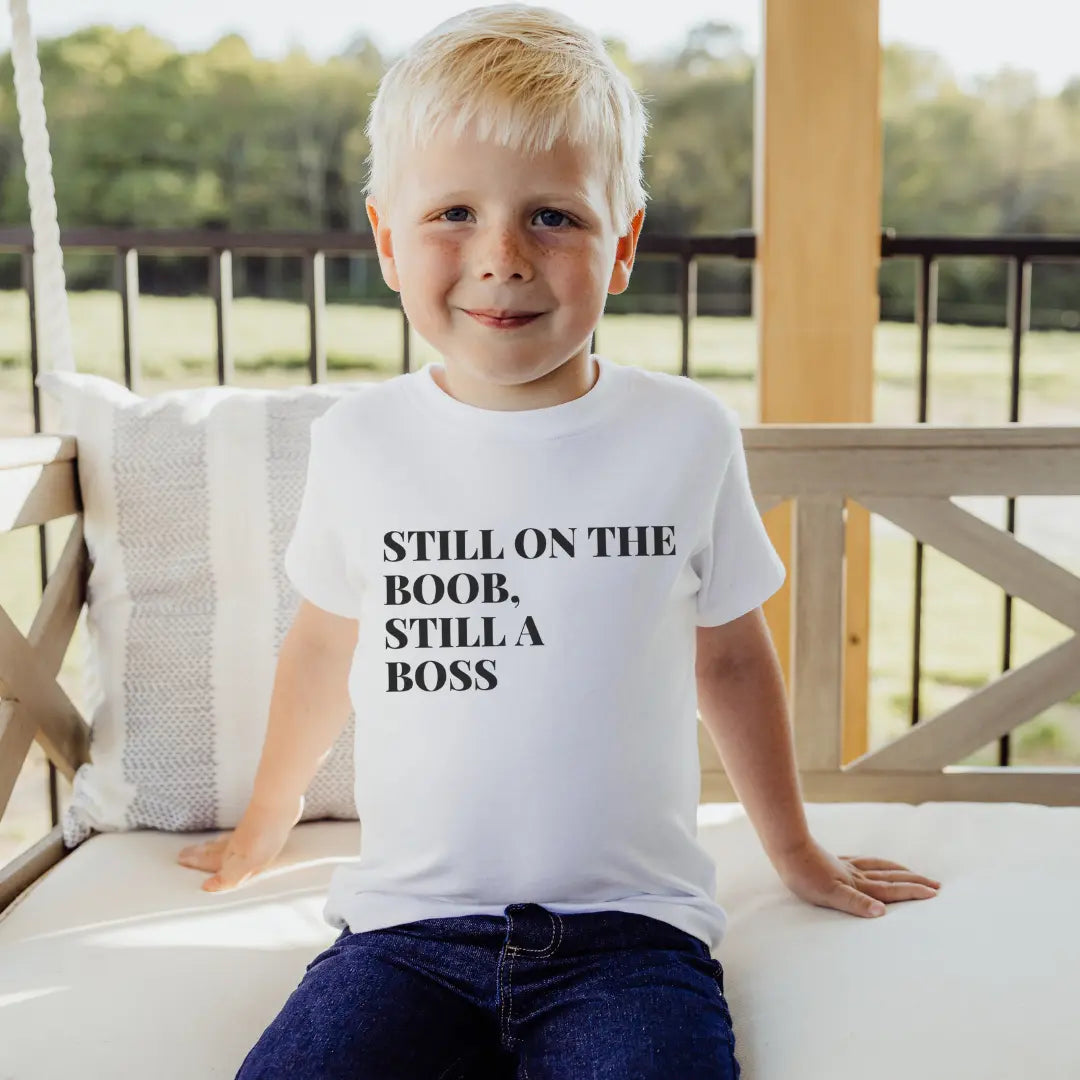 "Still on the Boob Toddler Tee 6-24 months Milk Drunk Club"