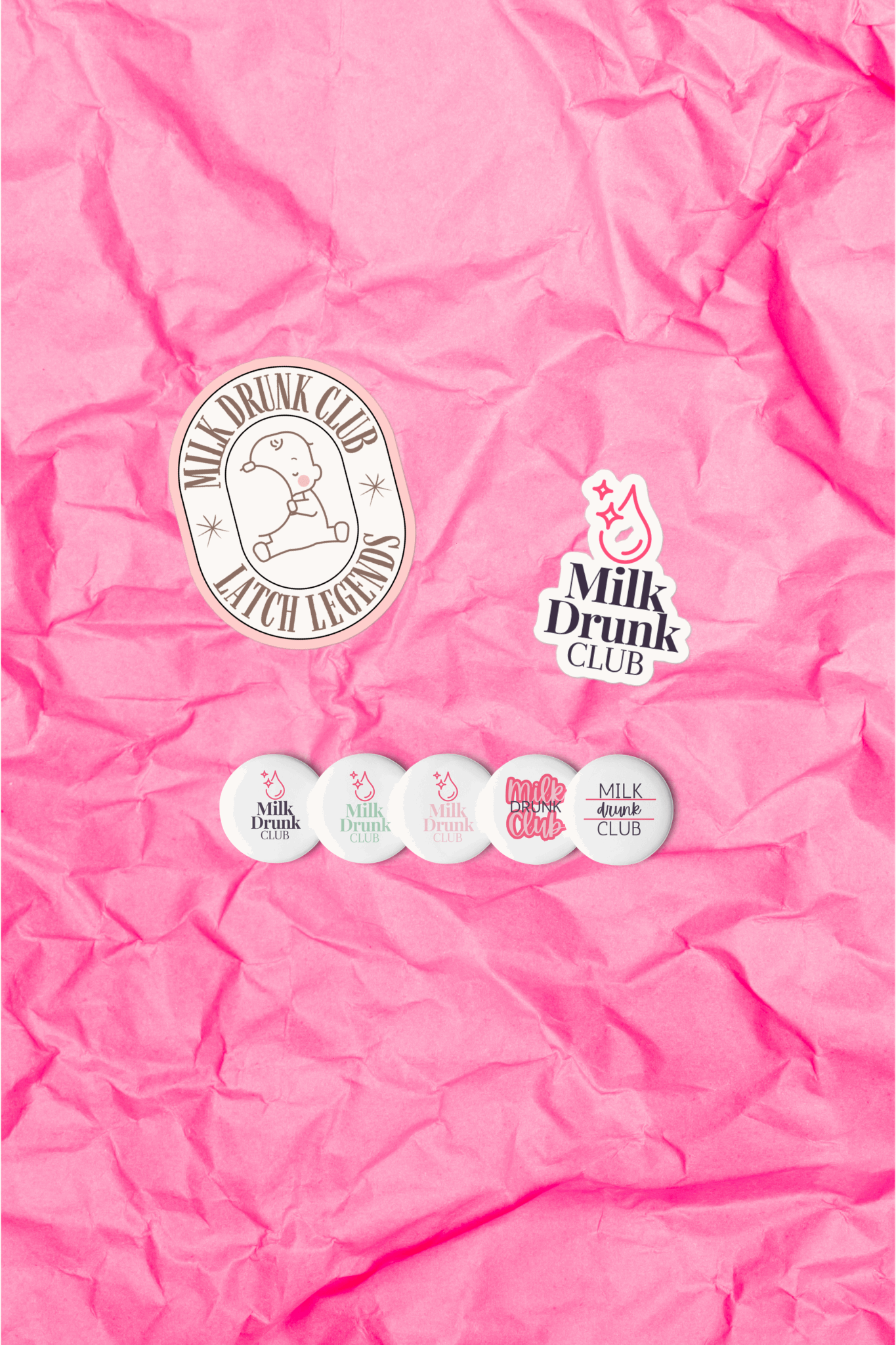 The “Share the Love” Bundle: Stickers, pins, and good vibes only Milk Drunk Club