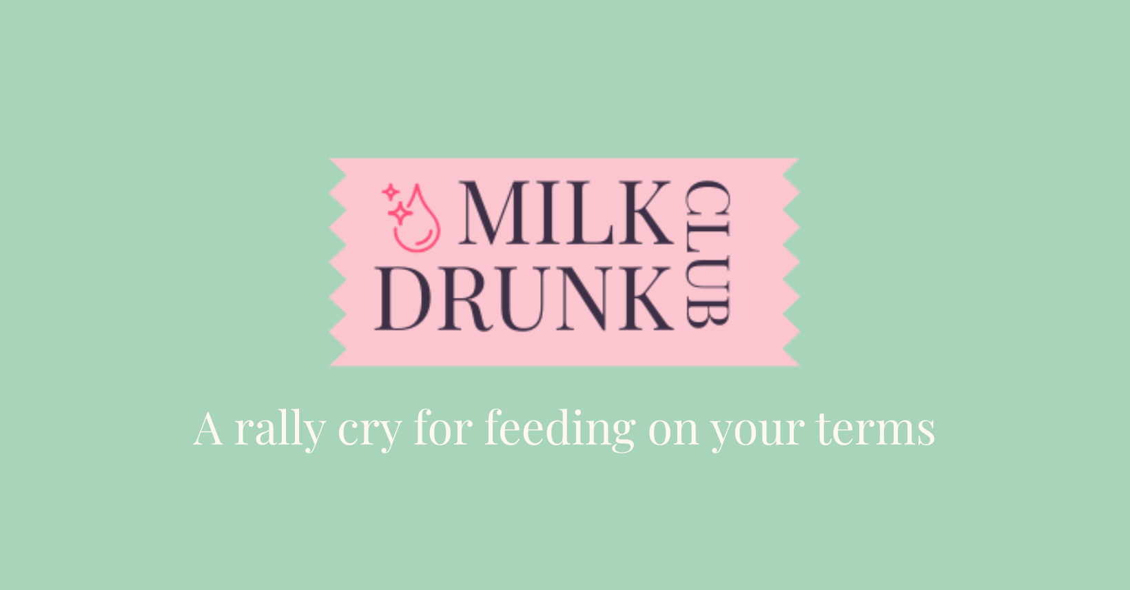 Milk Drunk Club logo on a light green background with text.